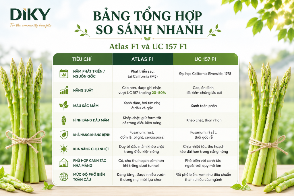 Bảng tổng hợp so sánh nhanh Atlas F1 và UC 157 F1